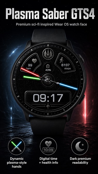Light Plasma Saber GTS4 watch face preview